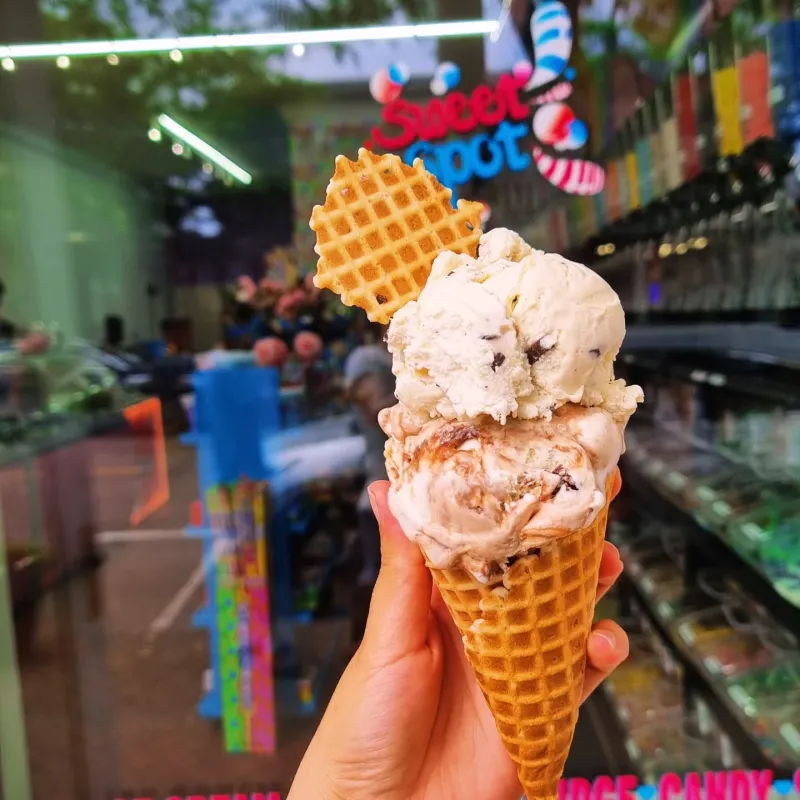 Waffle cone of Michigan-made ice cream
